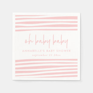 pink girl twin baby shower typography modern party napkin