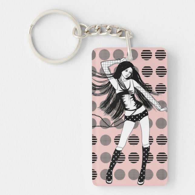 pink girlfriend dancer keychain (Front)