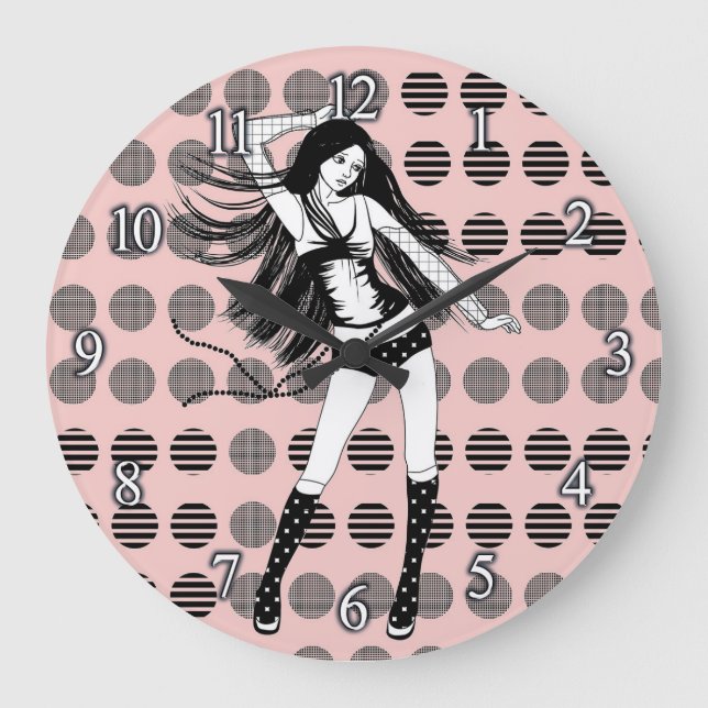 pink girlfriend dancer large clock (Front)