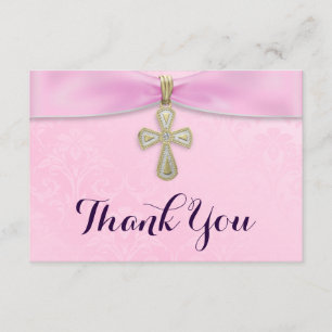 Pink Girls Baptism Christening Thank You