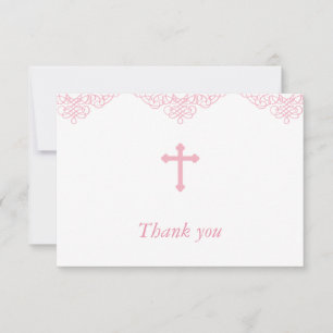 Pink Girls Baptism/Christening Thank You Card