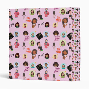 Pink Girl's Binder-Ethnic Girl Power Personalized Binder