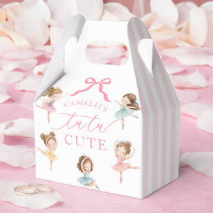 Pink Girls Bow Tutu Ballerina 1st Birthday Favor Box