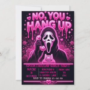  Pink Girls Night Spooky Halloween Party  Invitation