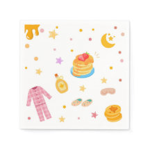 Pink Girls Pancakes and Pyjamas Party Napkin