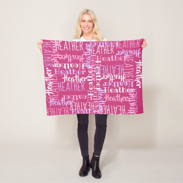 Pink Girls Personalized Custom Name Fleece Blanket (In Situ)