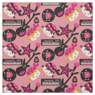 Pink Girls Rock Star Fabric