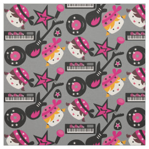 Pink Girls Rock Star Fabric