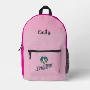 Pink Girls School Volleyball Personalize Printed Backpack