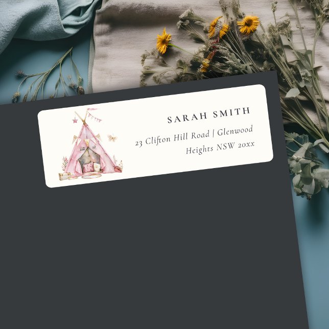 Pink Girls Tent Sleepover Adresse de la fête de bo (Créateur téléchargé)