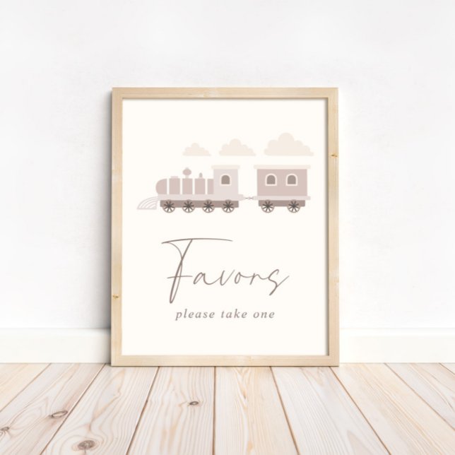 Pink Girls Train Birthday Favours Table Sign (An adorable customizable favors table sign.)