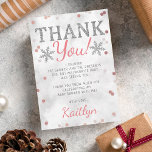 Pink Girl's Winter Christmas Baby Shower Thank You Card<br><div class="desc">Say thank you in style with these trendy baby shower thank you cards. The template wording is easy to personalize and your family and friends will be thrilled when they receive these fabulous thank yous.</div>