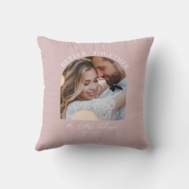 Pink girly arch photo wedding gift home decor throw pillow (Back)