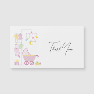Pink Girly Baby Design Elegant Script Thank you