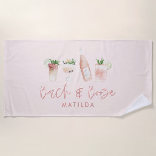 pink girly bach & booze bachelorette weekend chic  beach towel