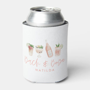 pink girly bach & booze bachelorette weekend chic can cooler