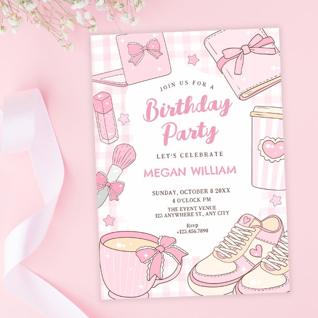 Pink girly birthday invitation (Creator Uploaded)