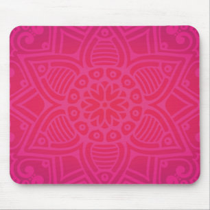 Pink Girly Boho Flower Design Mouse Pad