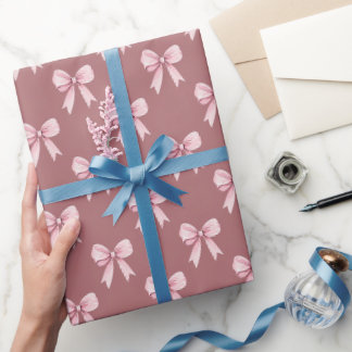 Pink Girly Bow Wrapping Paper