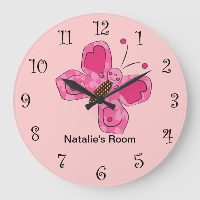 Pink Girly Butterfly Clocks (Front)