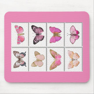 Pink Girly butterfly  Mouse Pad