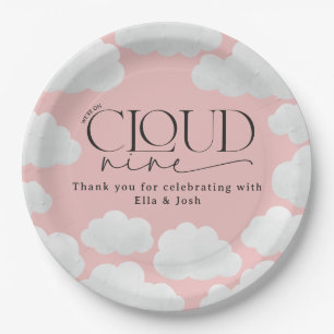 Pink Girly cloud nine shower modern stylish Paper Plate