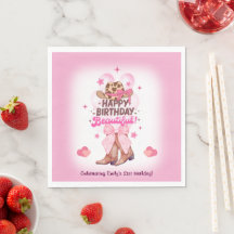 Pink Girly Cowgirl Boots and Hat Custom Birthday