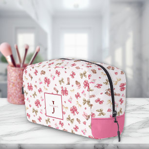 Pink Girly Cowgirl Coquette Pattern Monogram Name Dopp Kit