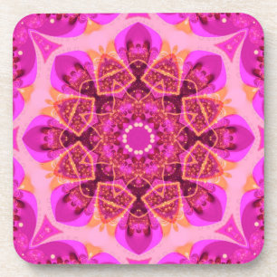 Pink Girly Delight Mandala Art : Set of Six Coaster