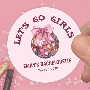 Pink Girly Disco Ball Bachelorette Classic Round Sticker