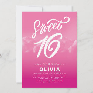 Pink girly elegant minimalist sweet 16 birthday