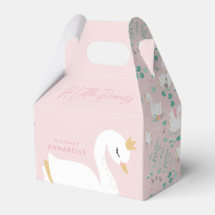 Pink girly elegant photo beautiful swan party favo favor box