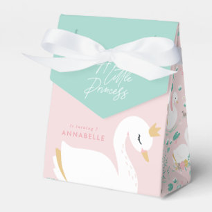 Pink girly elegant photo beautiful swan party favo favor box