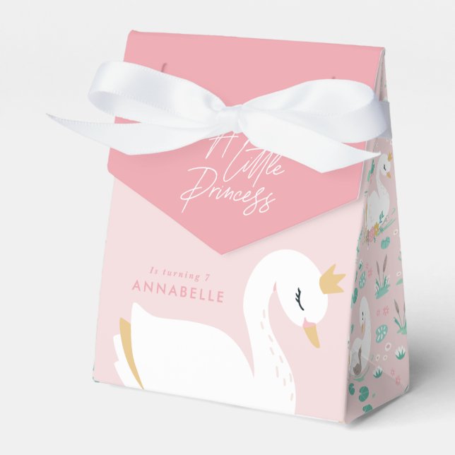 Pink girly elegant photo beautiful swan party favor box (Front Side)