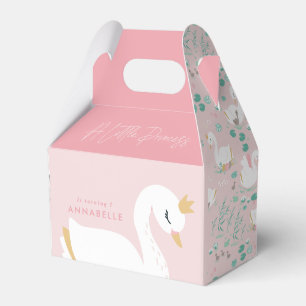 Pink girly elegant photo beautiful swan party favor box