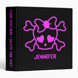 Pink girly emo skull with bow binder