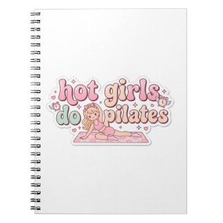 Pink Girly Fitness Planner, Pilates Girl Gift Notebook