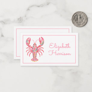 Pink Girly Floral Lobster Personalized Card