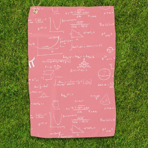 Pink Girly Formulas Equations Math  Golf Towel