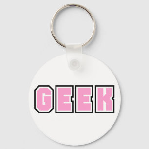 Pink Girly Geek Geeky Geeks Nerd Nerdy Glasses Fun Keychain