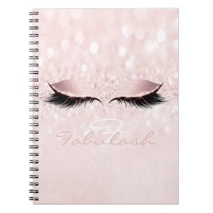 Pink Girly Glitter Makeup Sparkly Monogram Name Notebook