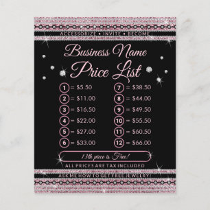 Pink Girly Jewellery Diamond Lux Price List Flyer