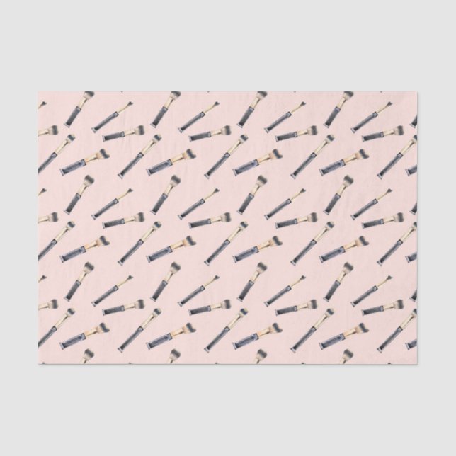 Pink Girly Makeup Brushes (Design 74 Pink Series) Tissue Paper (Front)