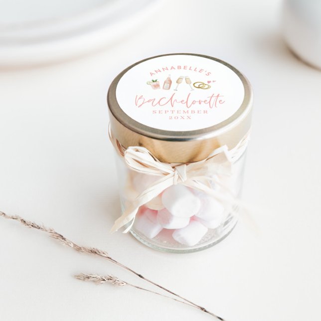 Pink girly modern champagne bachelorette stylish classic round sticker (Creator Uploaded)