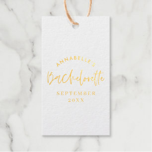 Pink girly modern champagne script bachelorette gift tags