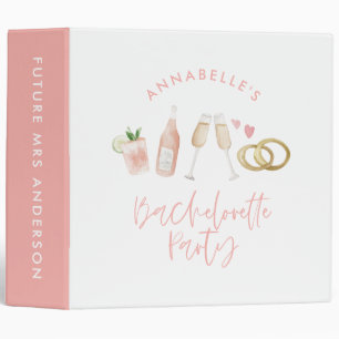 Pink girly modern cocktail script bachelorette binder