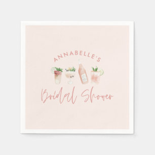 Pink girly modern cocktail script bridal shower napkin