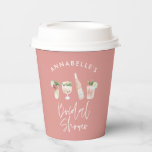 Pink girly modern cocktail script bridal shower  paper cups<br><div class="desc">Pink girly modern cocktail script bridal shower design.</div>