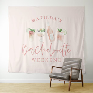 Pink girly modern drinks bachelorette weekend tapestry
