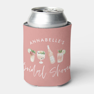 Pink girly modern drinks bridal shower can cooler